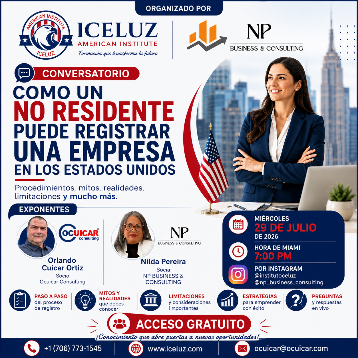 Conversatorio sobre como un no residente puede registrar una empresa en USA