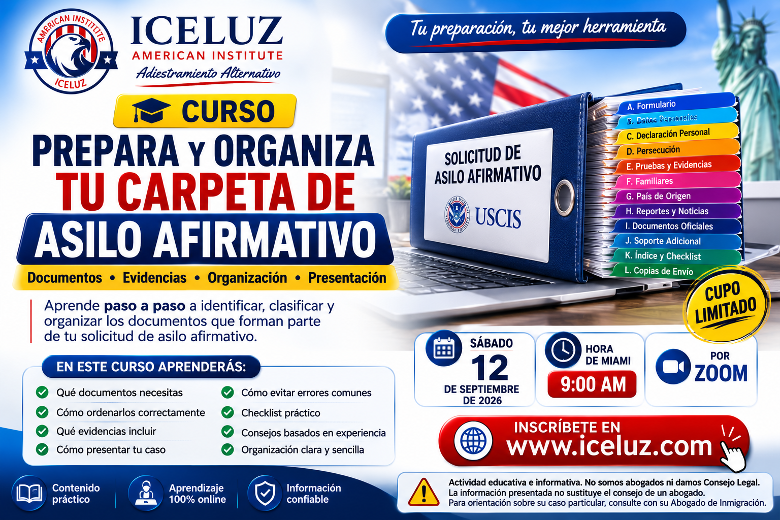 CURSO PREPARA Y ORGANIZA TU CARPETA DE ASILO AFIRMATIVO